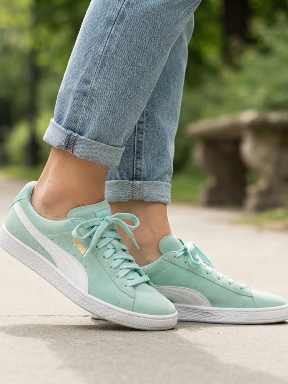 Puma Suede Classic Mint Green Turquoise Womens Size 9.5 Sneakers Shoes 355462-32
